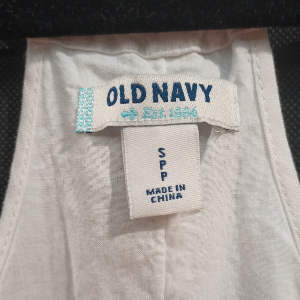 Old Navy White Red and Navy Blue Spaghetti Strap Linen Dress Size S - Picture 9 of 9